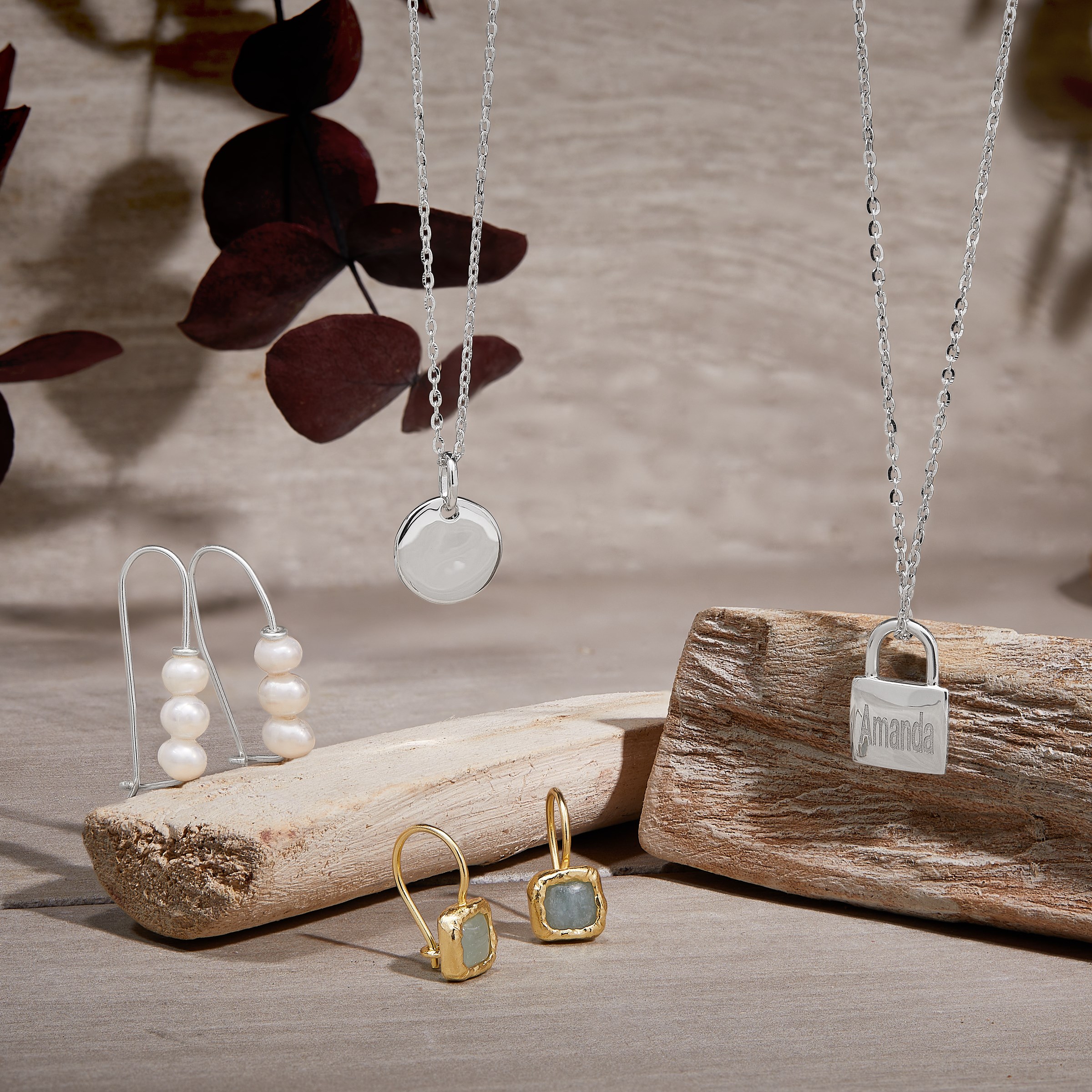 Sterling Silver with 14K Yellow Gold Plating Aquamarine Earrings