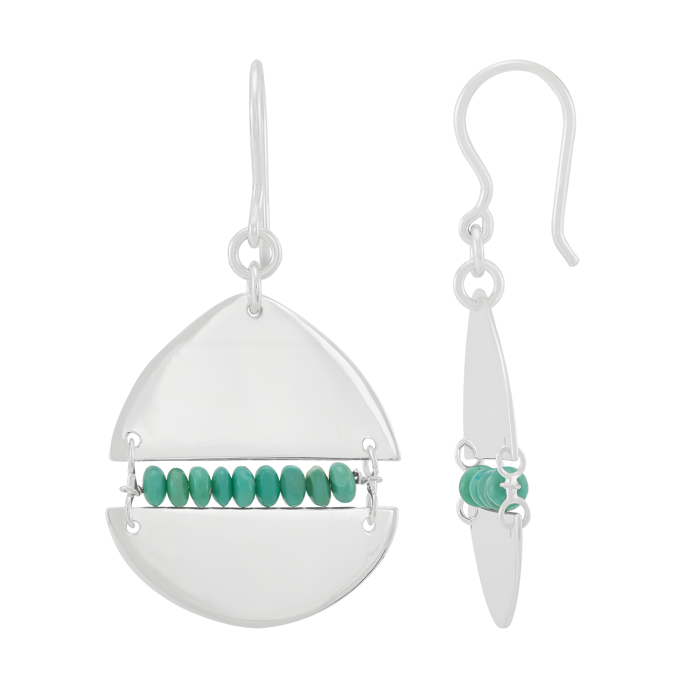 New Silpada 'Calm Divide' Sterling Silver Natural Teal Turquoise Drop Earrings detailed image 2