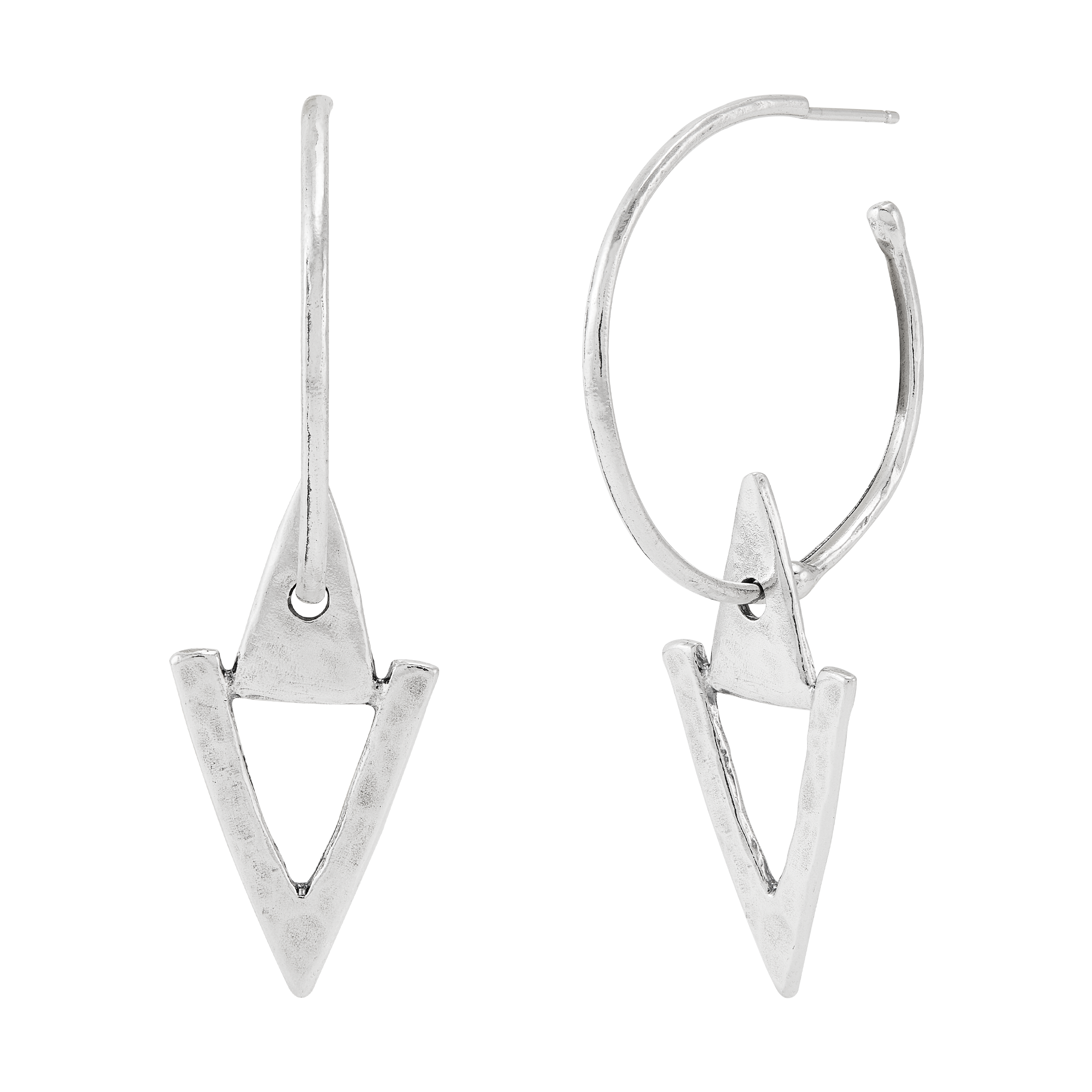 Silpada 'Triangle Edge' Natural Black Agate Stud Earrings in Sterling