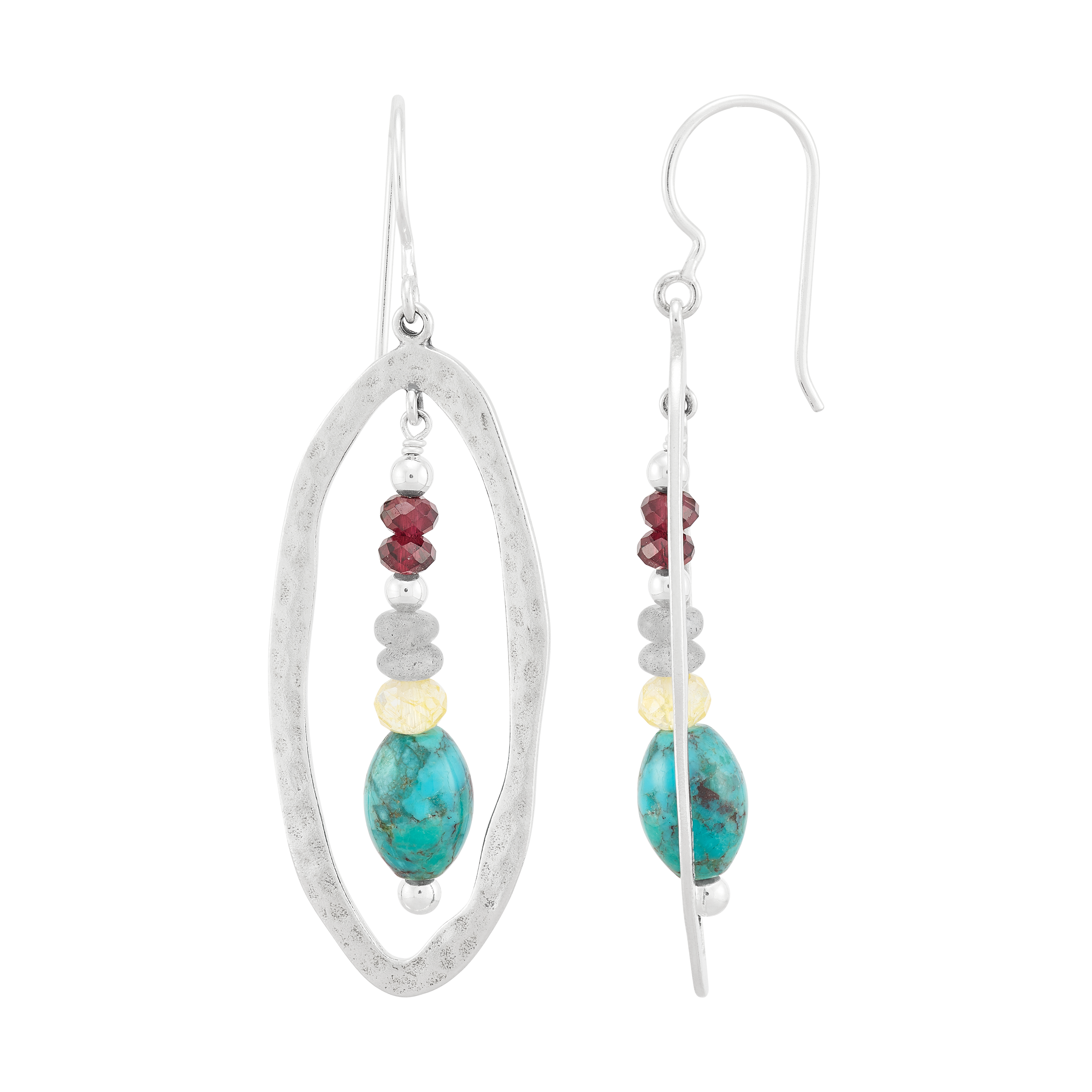 Art Palette Drop Earrings, Mixed Stones Art Palette Drop Earrings, Mixed Stones