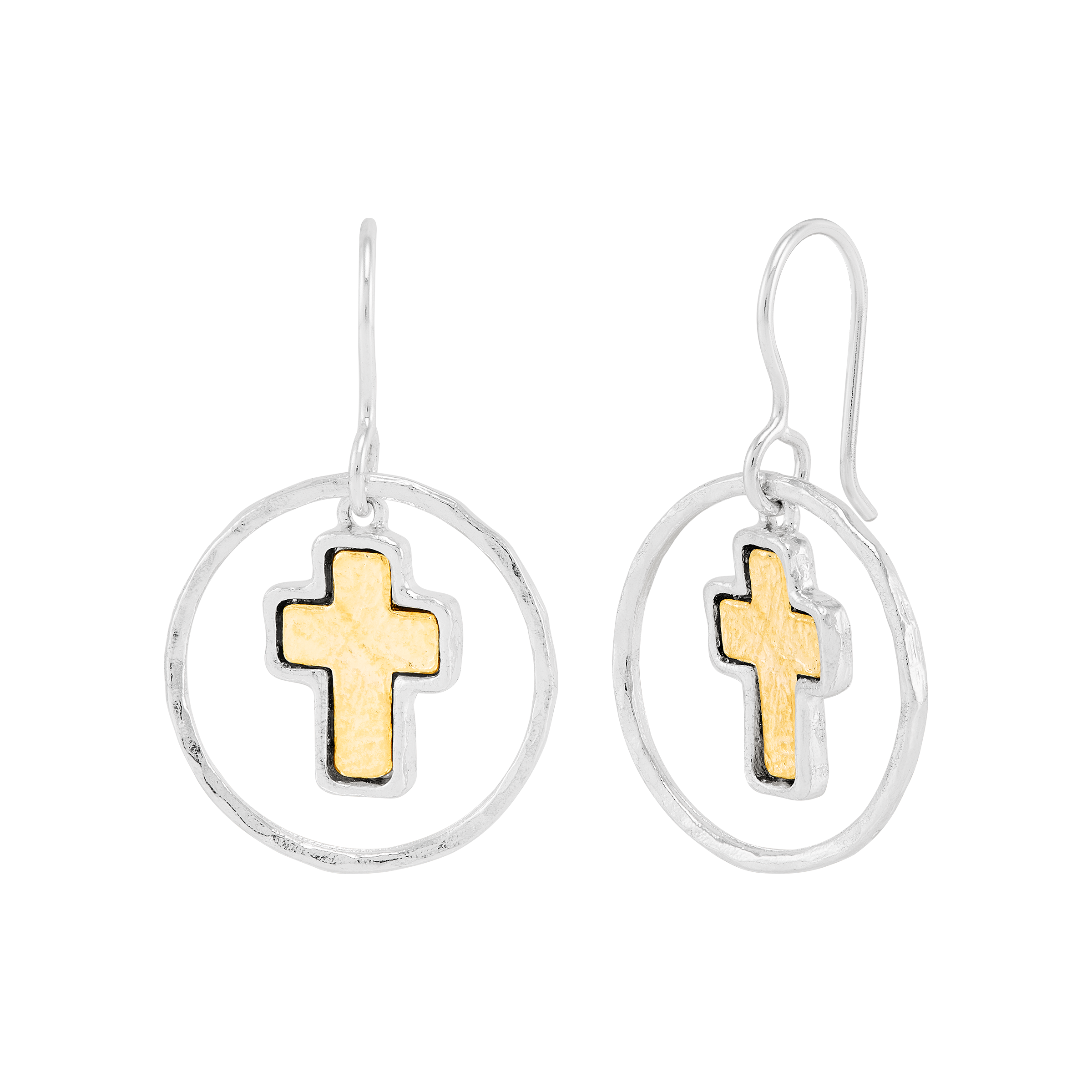 Silpada 'Crossing Circles' Silver with 14K Yellow Gold Plating Drop Earrings