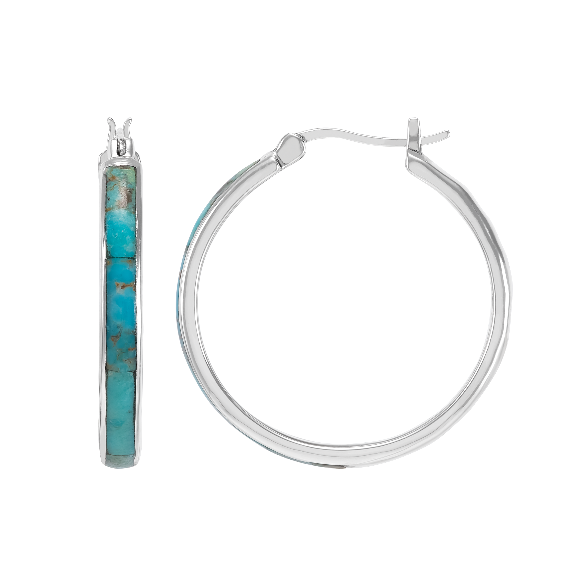 New Silpada 'Beginner's Luck' Sterling Silver Compressed Teal Turquoise Earrings detailed image 2