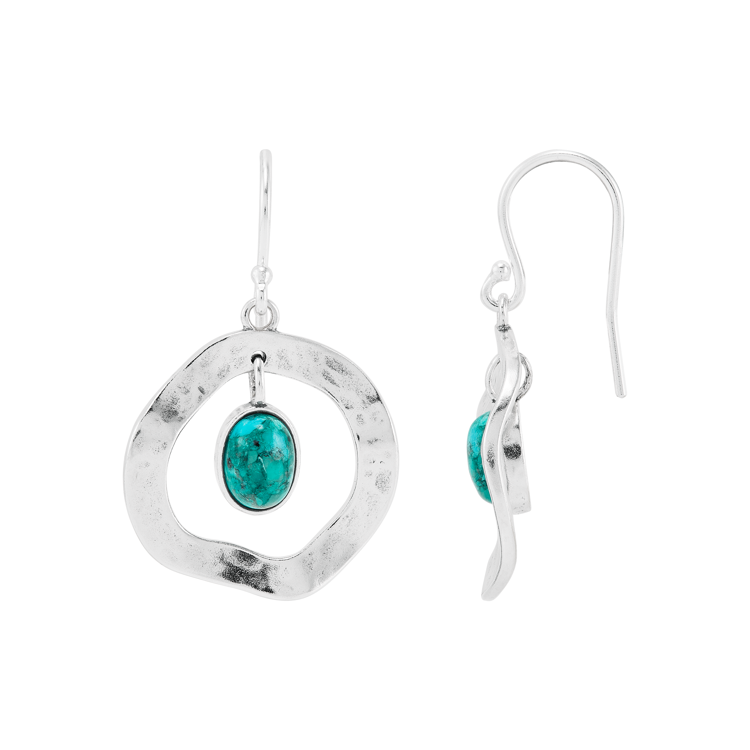 New Silpada 'Pin The Dart' Sterling Silver Compressed Turquoise Drop Earrings detailed image 2