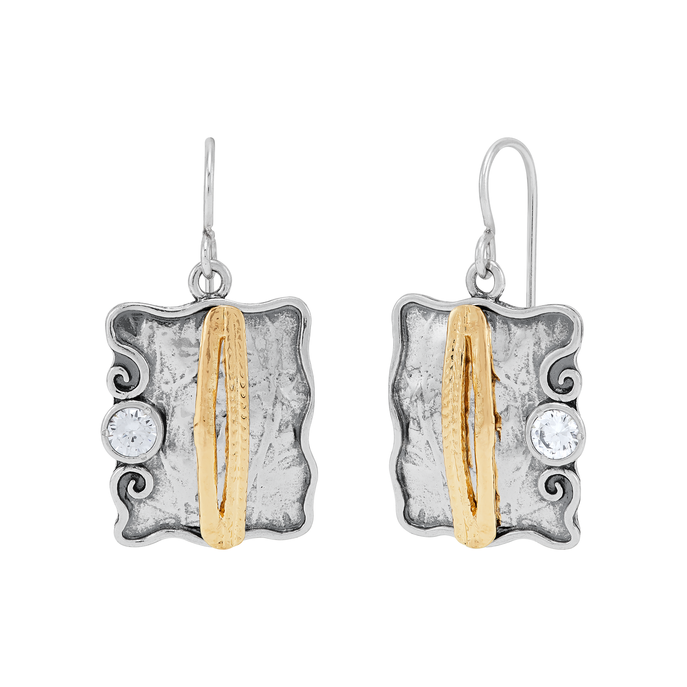 Silpada 'Florid' Silver with 14K Gold Plating Cubic Zirconia Drop Earrings