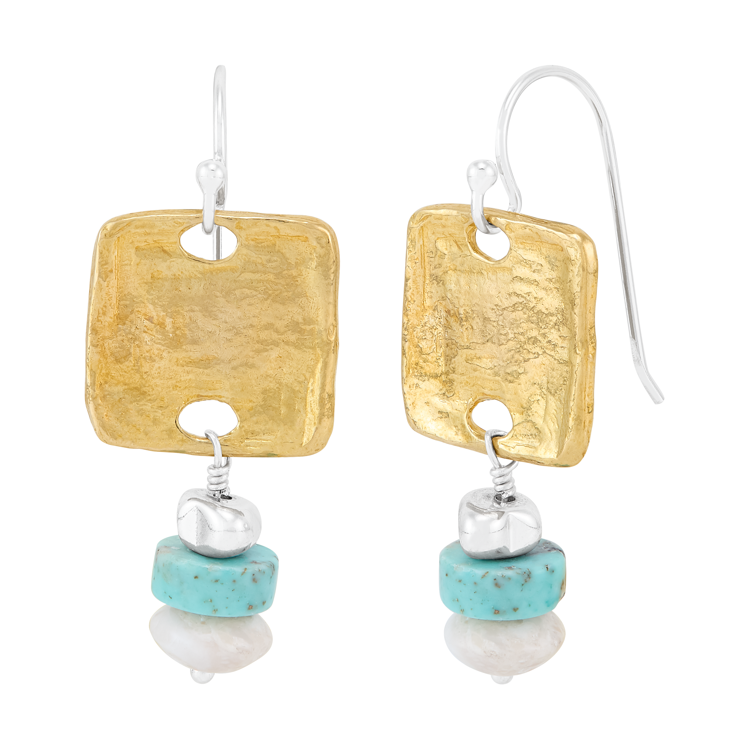 Silpada 'Morning Breeze' Sterling Silver and Brass Mixed Stones Drop Earrings