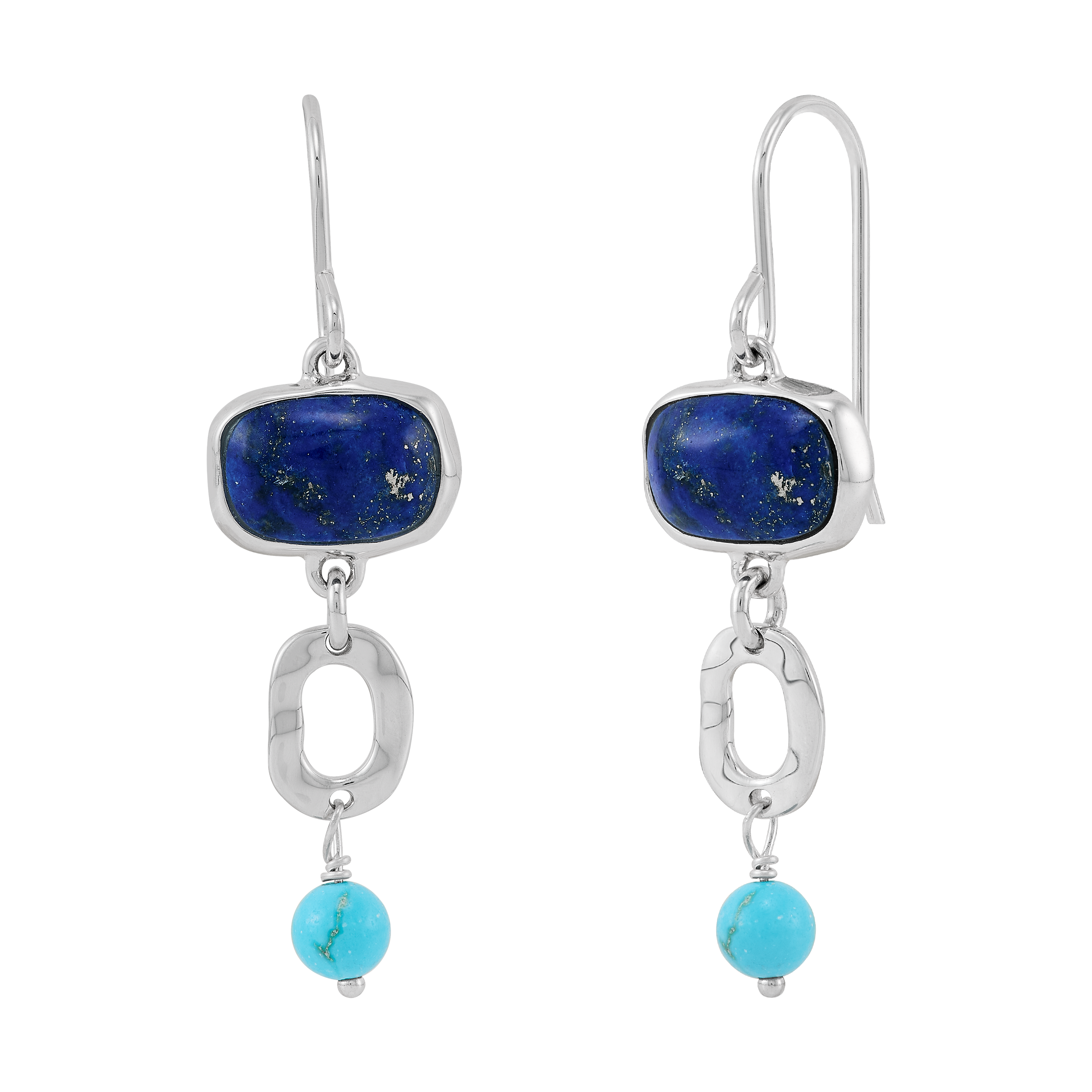 Silpada 'Lunar Drift' Silver Natural Blue Lapis and Turquoise Drop Earrings