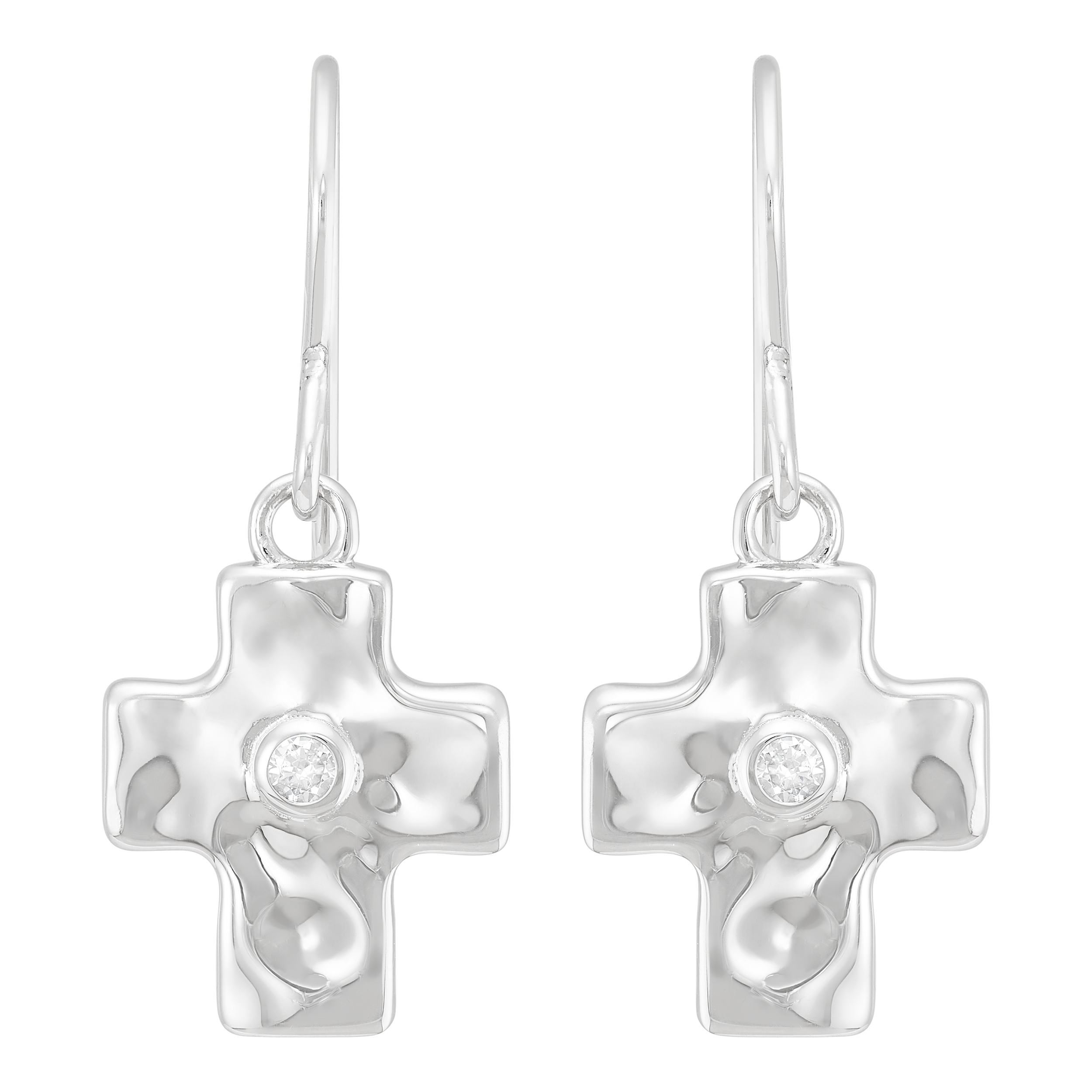 Silpada 'Beacon' Sterling Silver White Cubic Zirconia Cross Drop Earrings