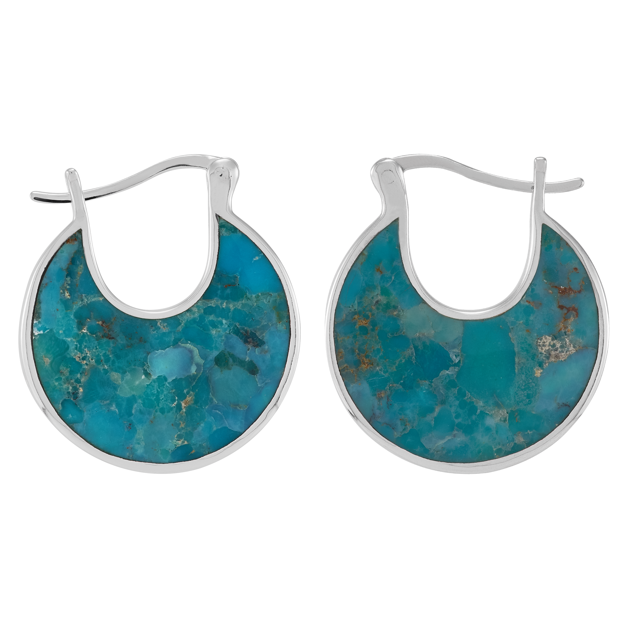 New Silpada 'Stillness' Sterling Silver Teal Compressed Turquoise Hoop Earrings detailed image 3