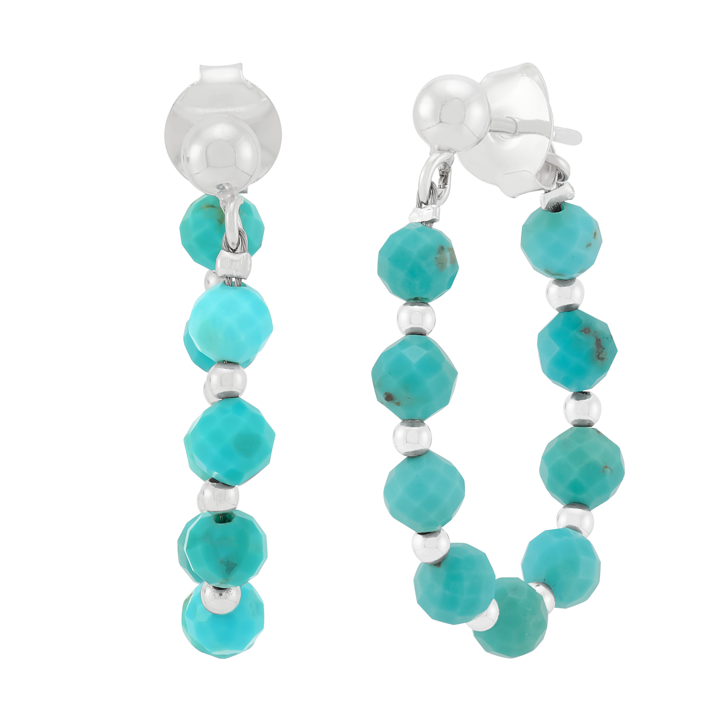 Silpada 'Clear Path' Sterling Silver Natural Teal Turquoise Hoop Earrings