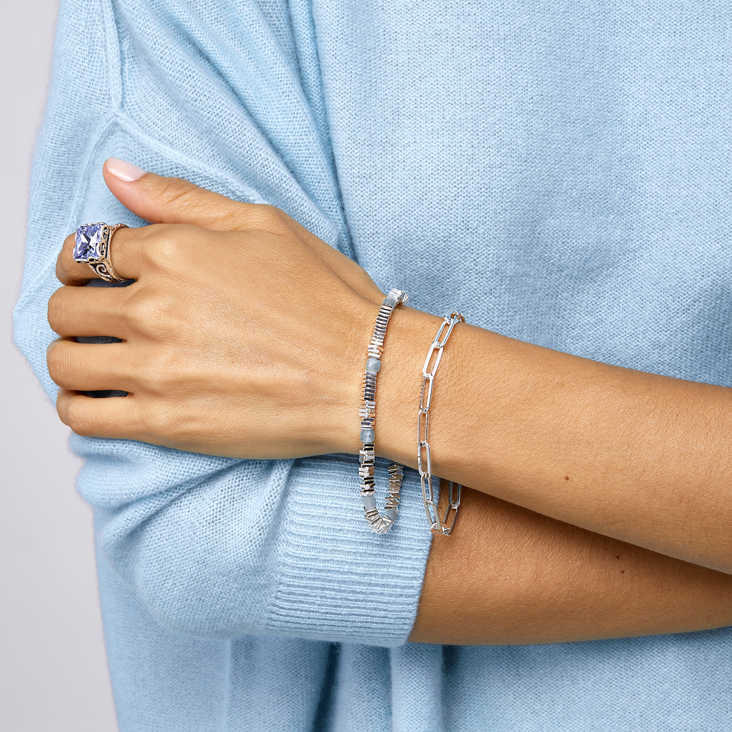 LETICIA バレッタ VALLETTA 01 Silver Silpada 'Delightful Moment' Sterling Silver Hematite and