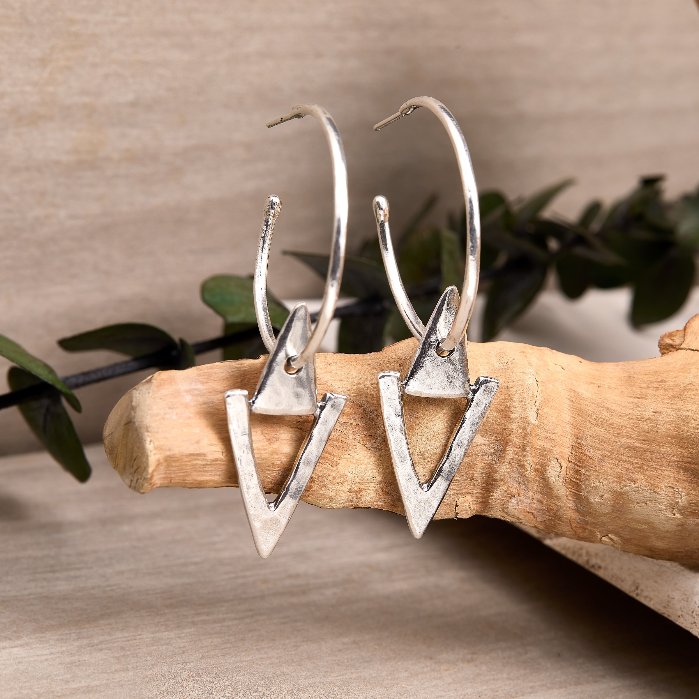 Silpada 'Triangle Edge' Natural Black Agate Stud Earrings in Sterling