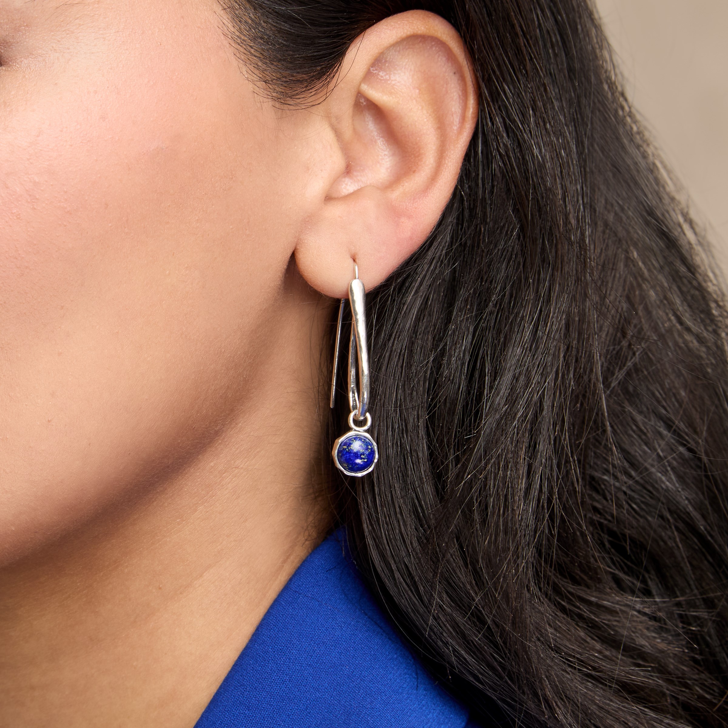 New Silpada 'Cosmic Haze' Sterling Silver Blue Lapis Drop Earrings product image view 4