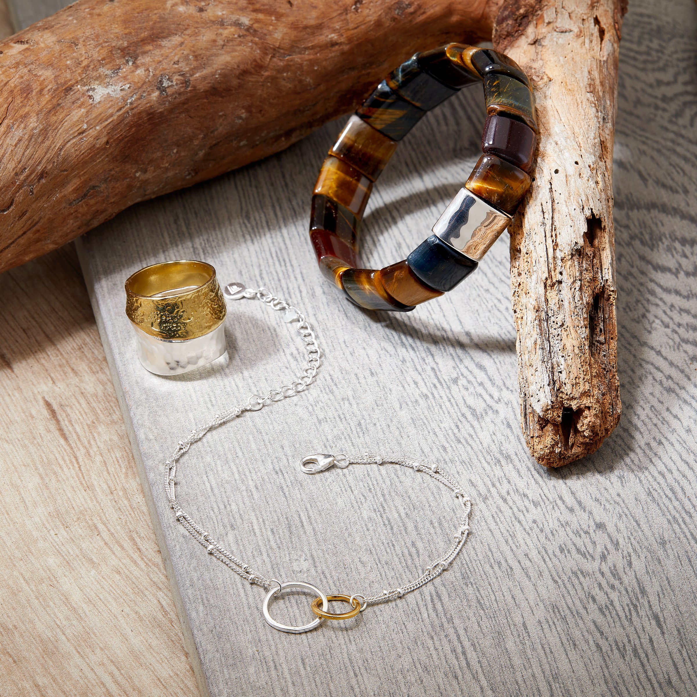 Sterling Silver with Brass Textured Ring - Silpada - .925