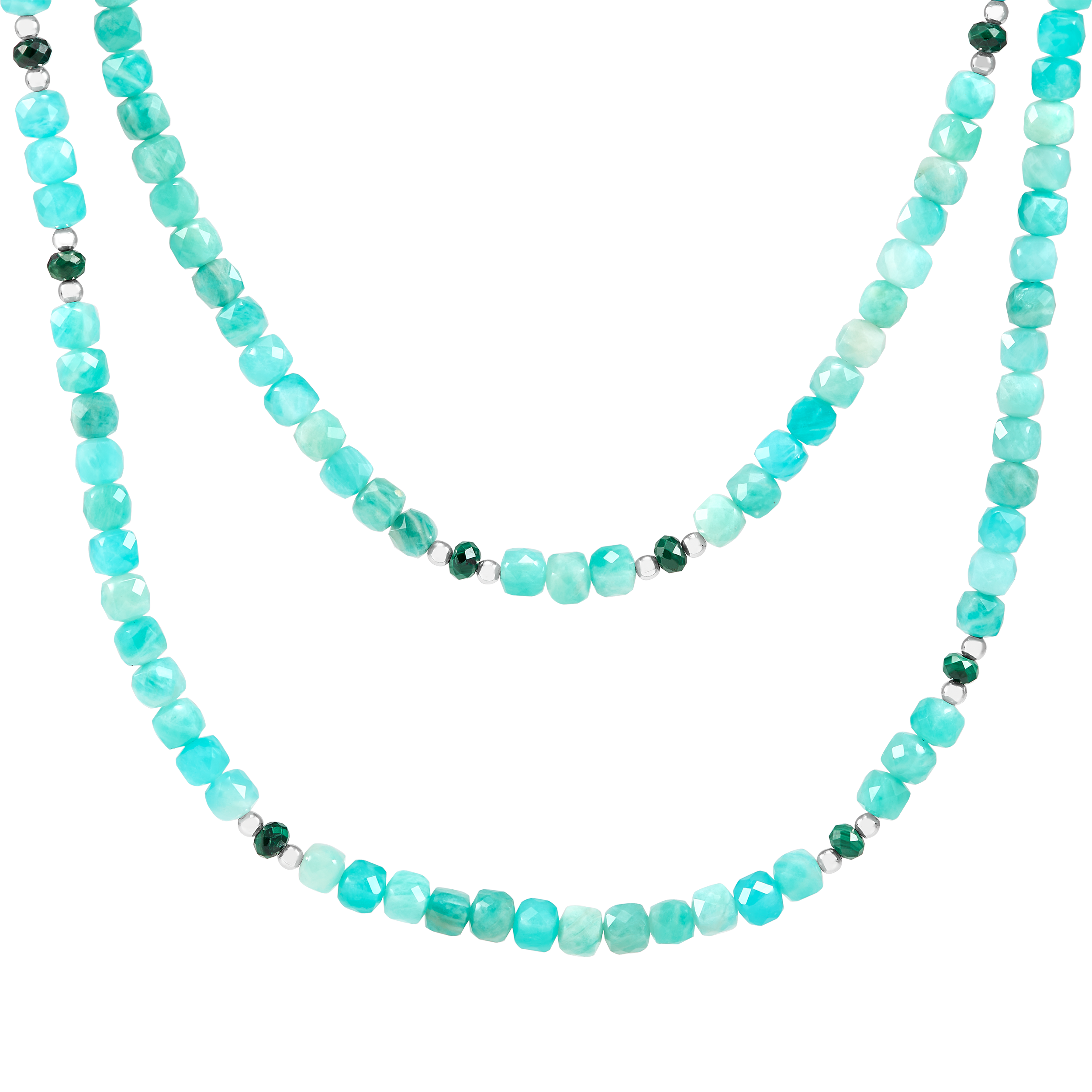 Silpada 'Fresh Pop' Sterling Silver Amazonite and Malachite Necklace, 42"