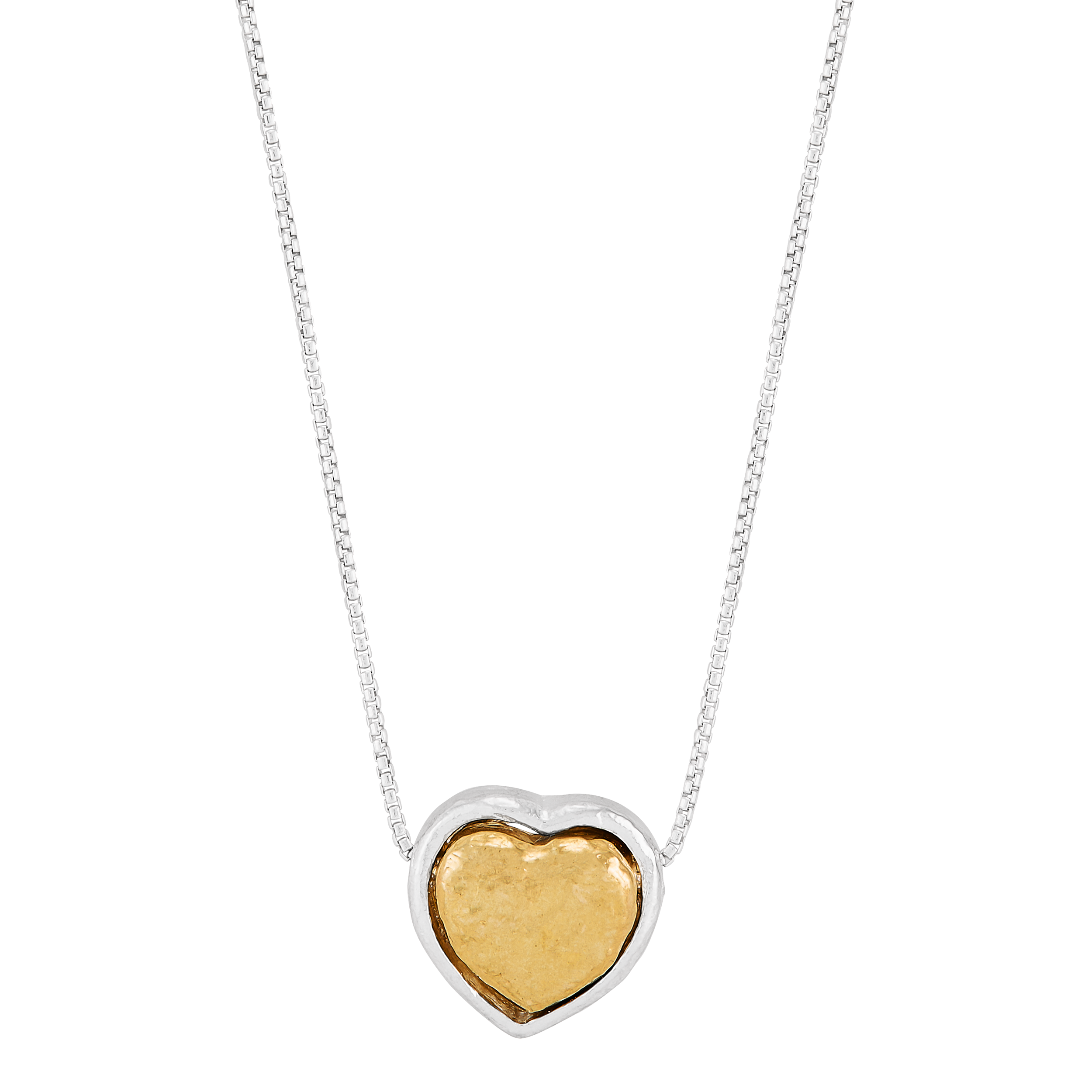 Silpada 'Beaming' Sterling Silver and Brass Heart Pendant Necklace, 16" + 2"