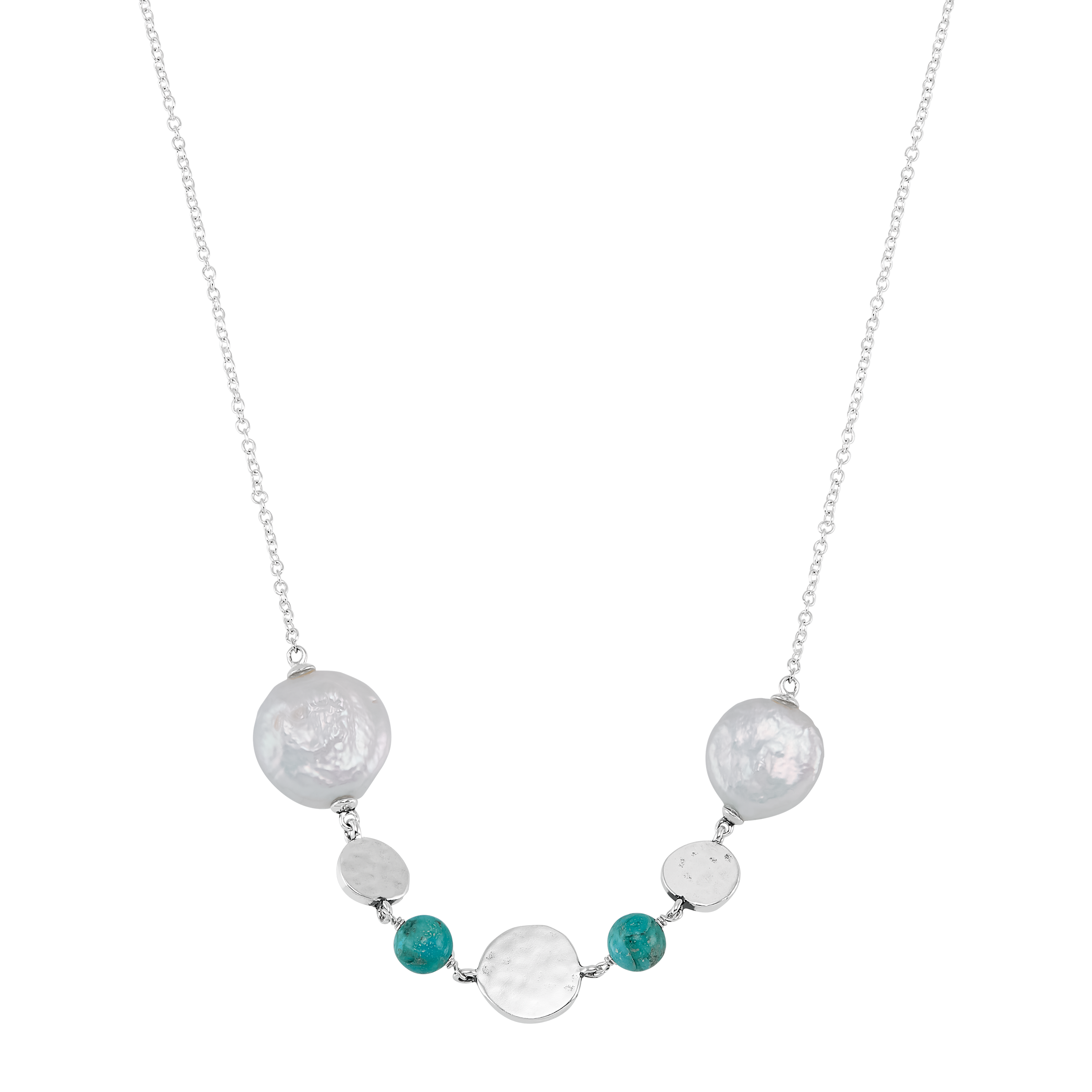 Silpada 'Sending Signals' Silver Compressed Turquoise Freshwater Pearl Necklace