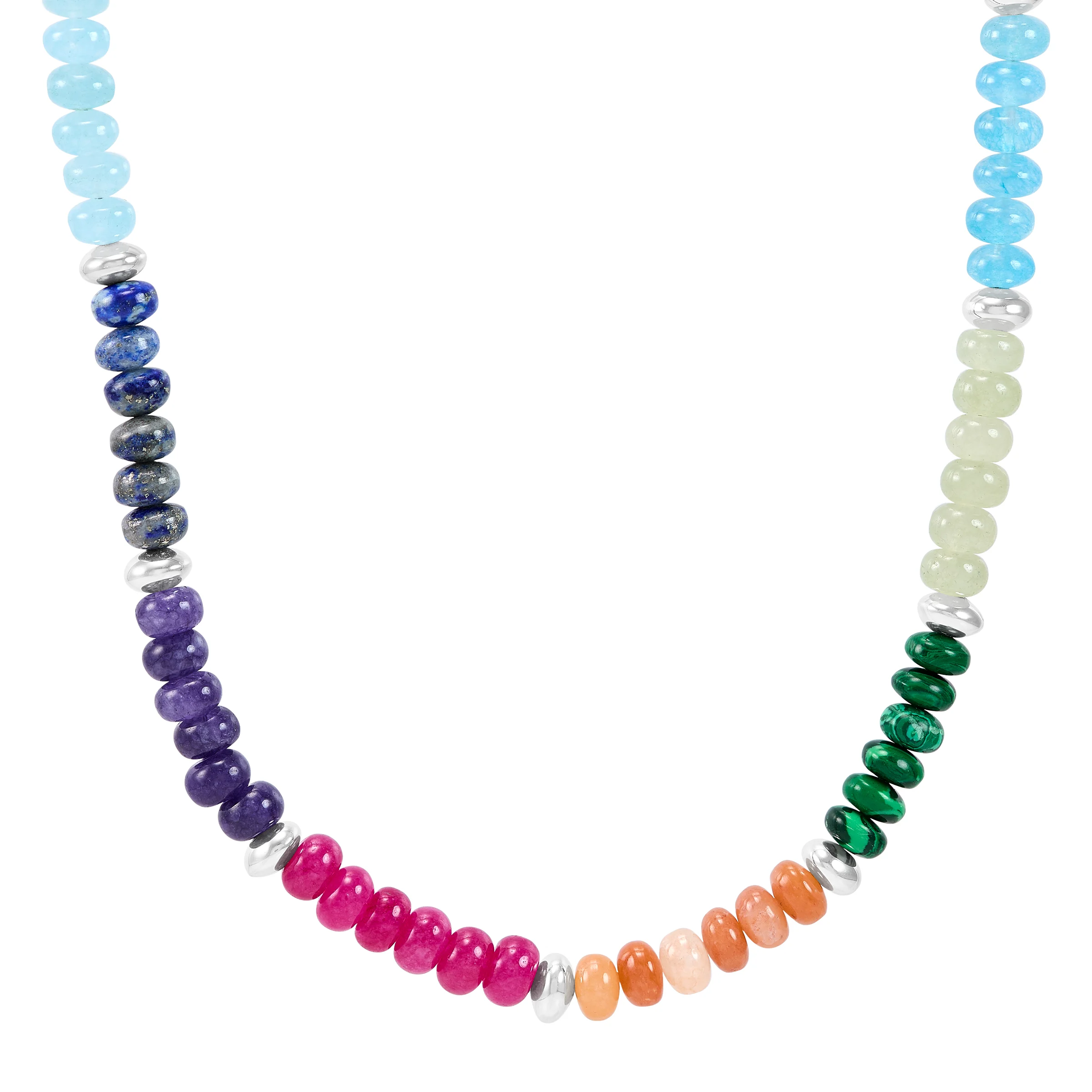 Silpada 'Colored In' Sterling Silver Natural Mixed Stones Beaded Necklace, 20"