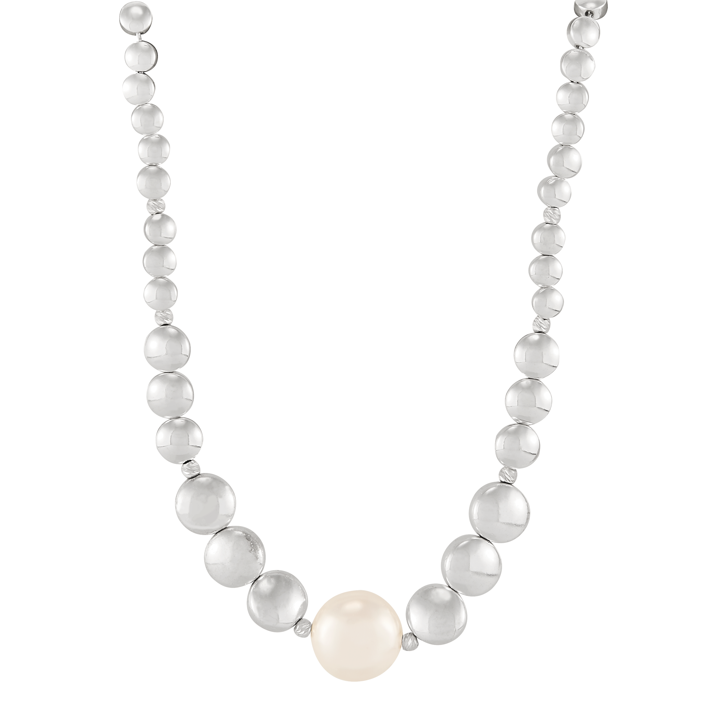 Silpada 'Shared Moments' Silver Natural Hematite and FW Pearl Necklace, 20"