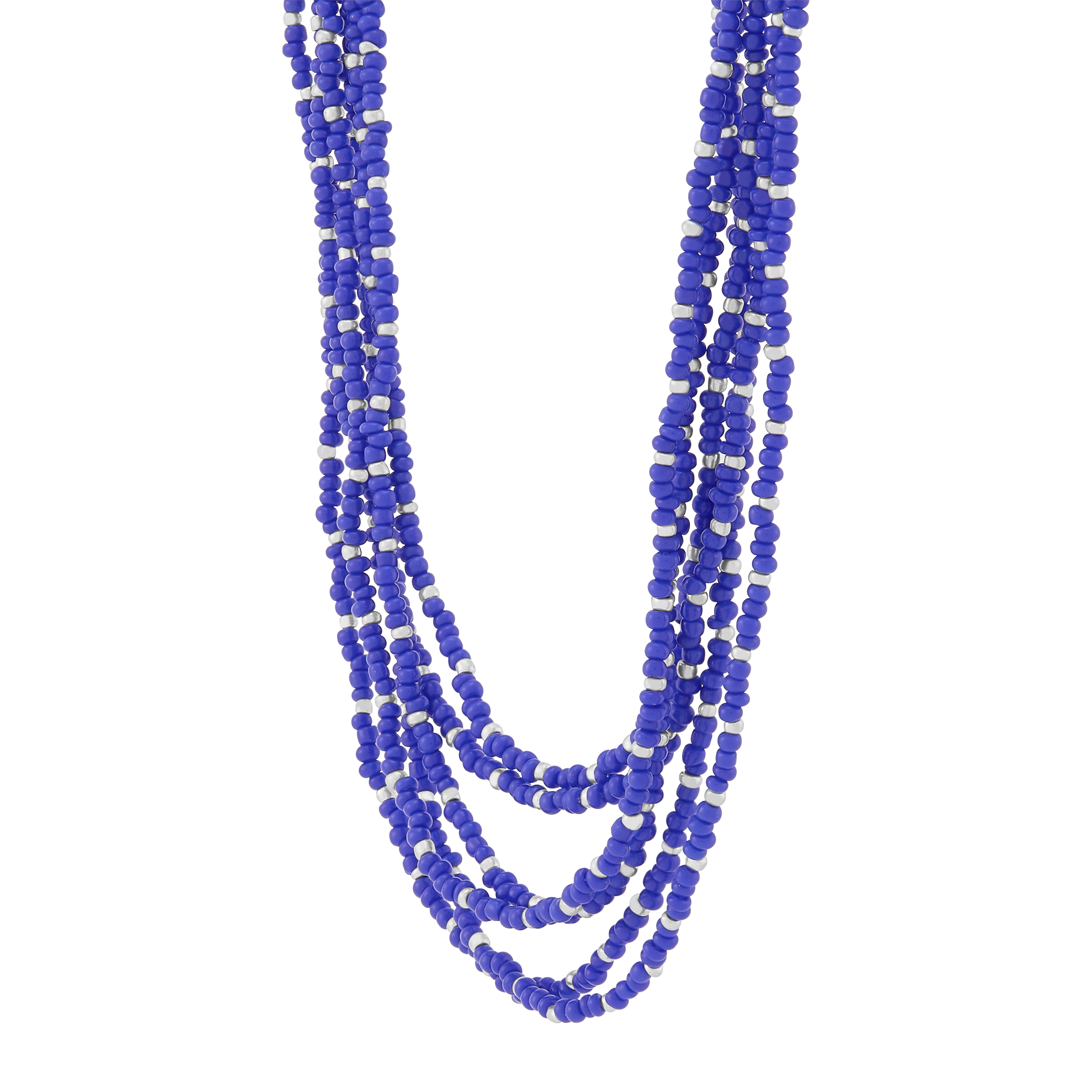 Silpada 'Endless Harmony' Sterling Silver Blue Seed Bead Necklace