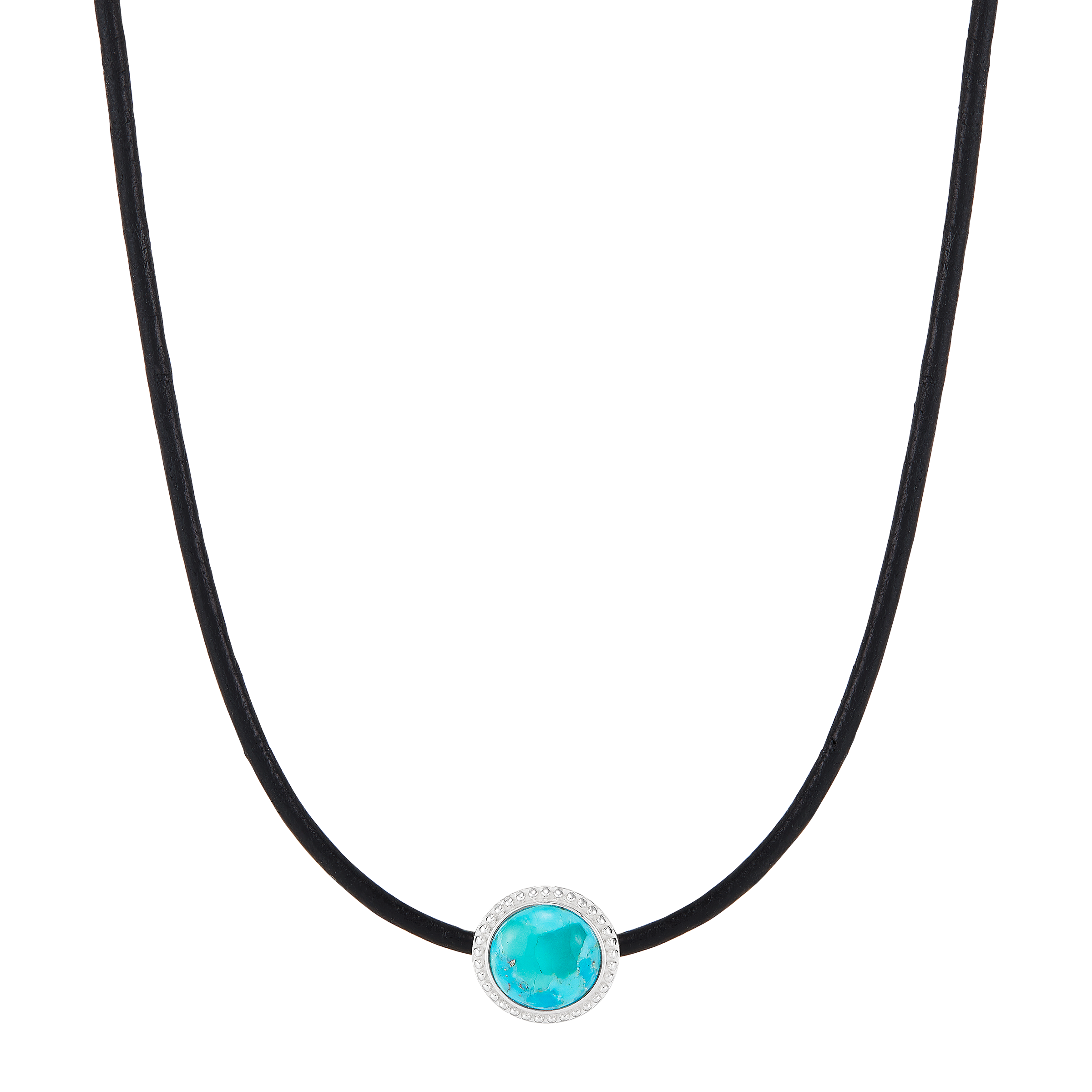 Silpada 'Vivid Edge' Silver with Leather Compressed Teal Turquoise Necklace, 19"