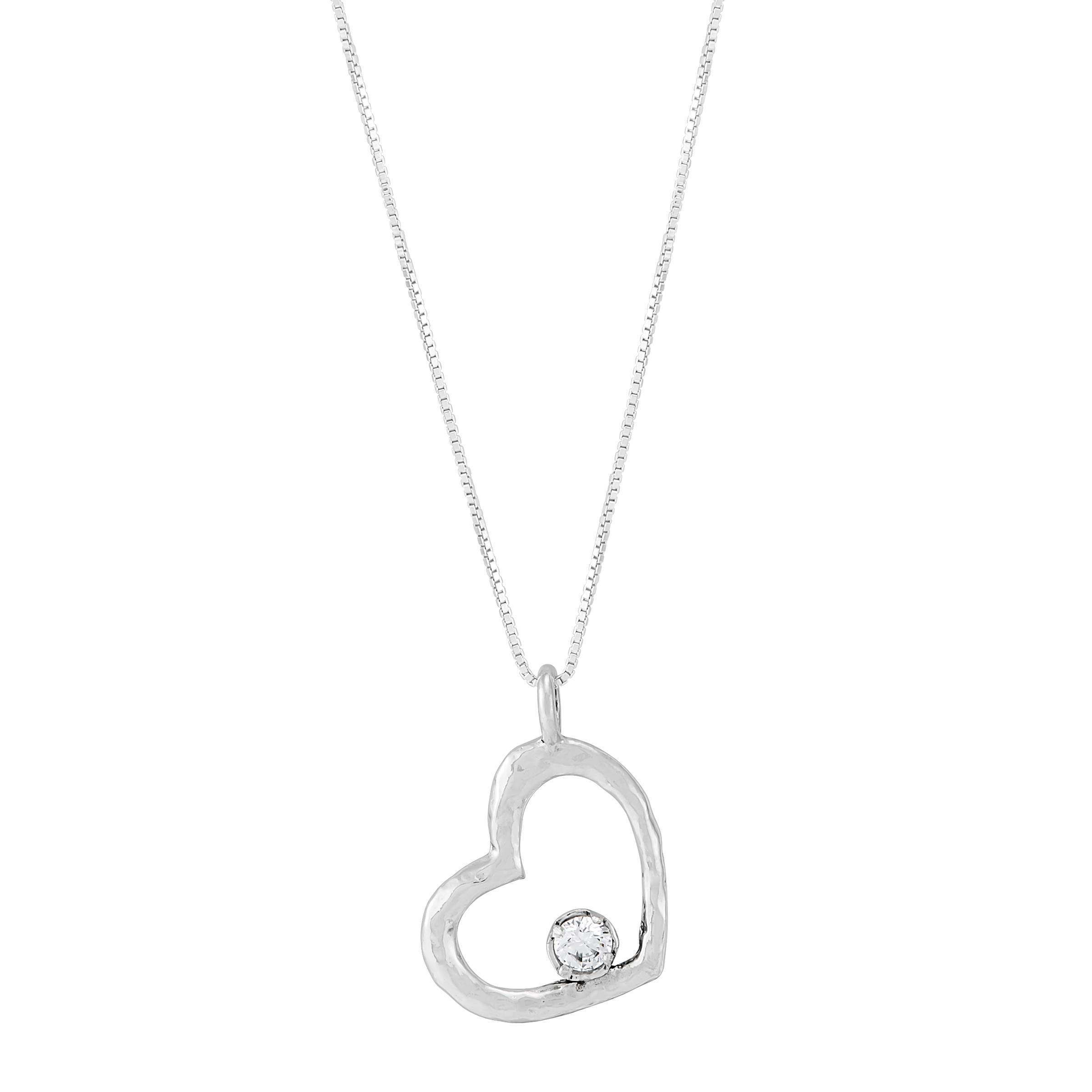 Silpada 'Tender Promise' Silver White Cubic Zirconia Heart Pendant Necklace