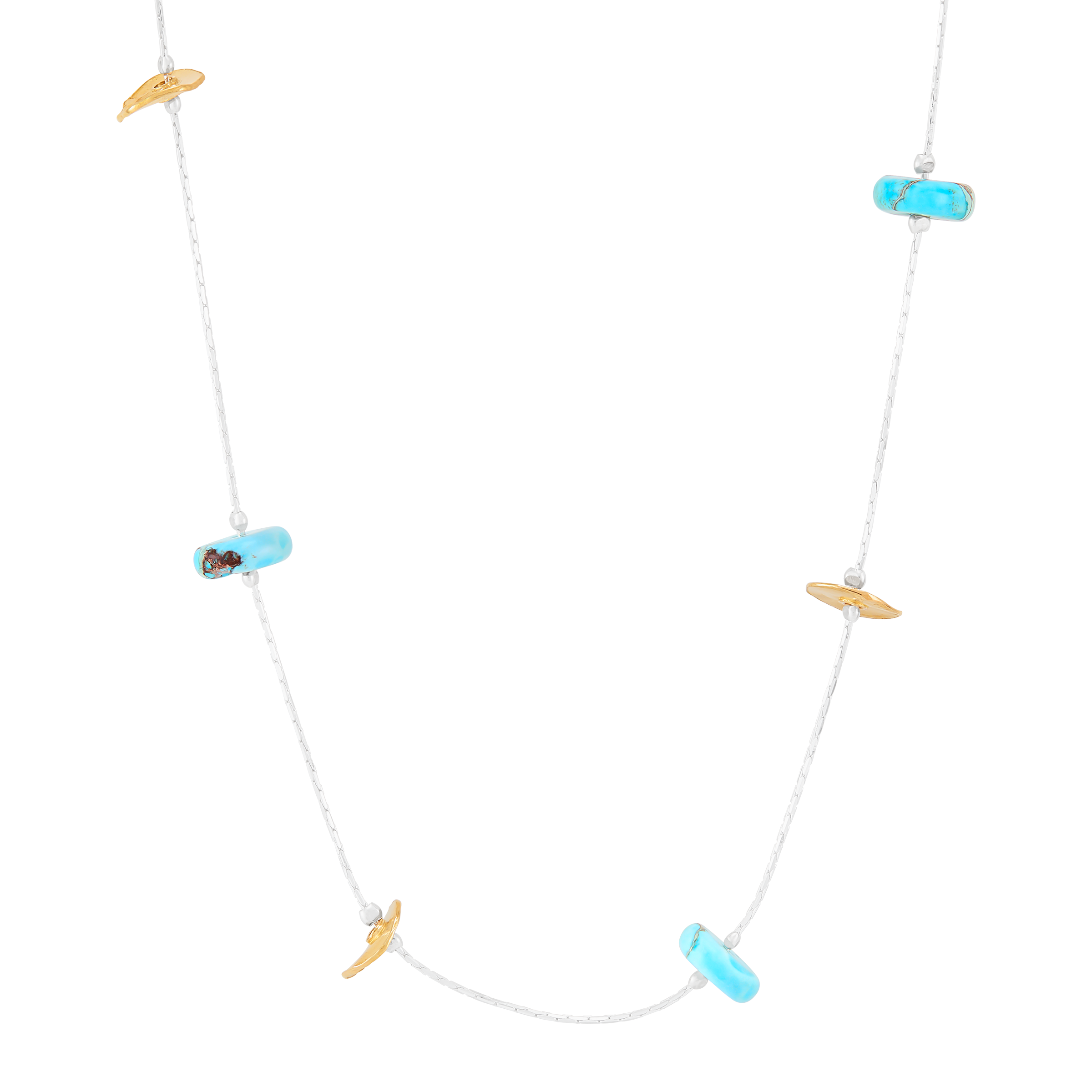 Silpada 'Tropique' Sterling Silver and Brass Compressed Turquoise Necklace, 20"
