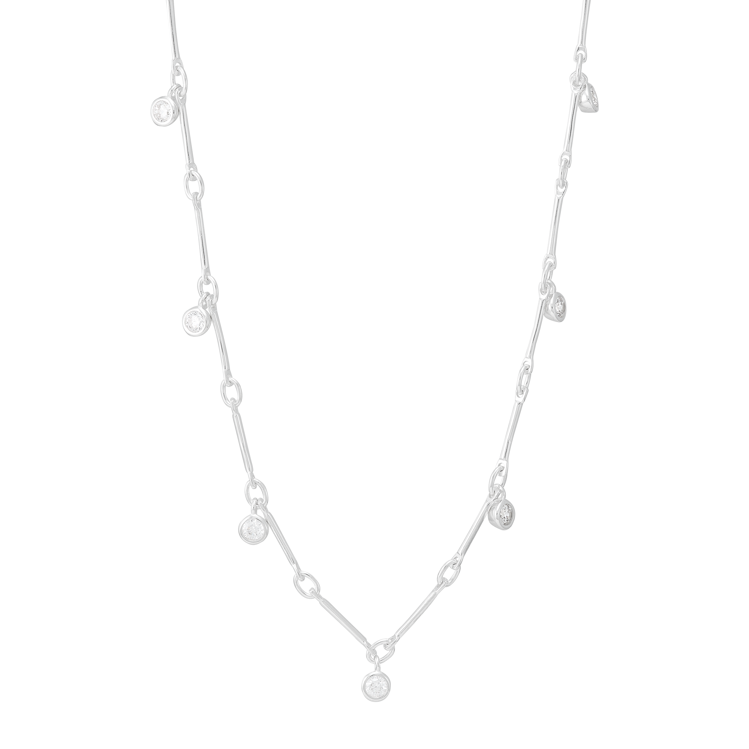 Silpada 'Snowfall' Sterling Silver White Cubic Zirconia Necklace, 16" + 2"