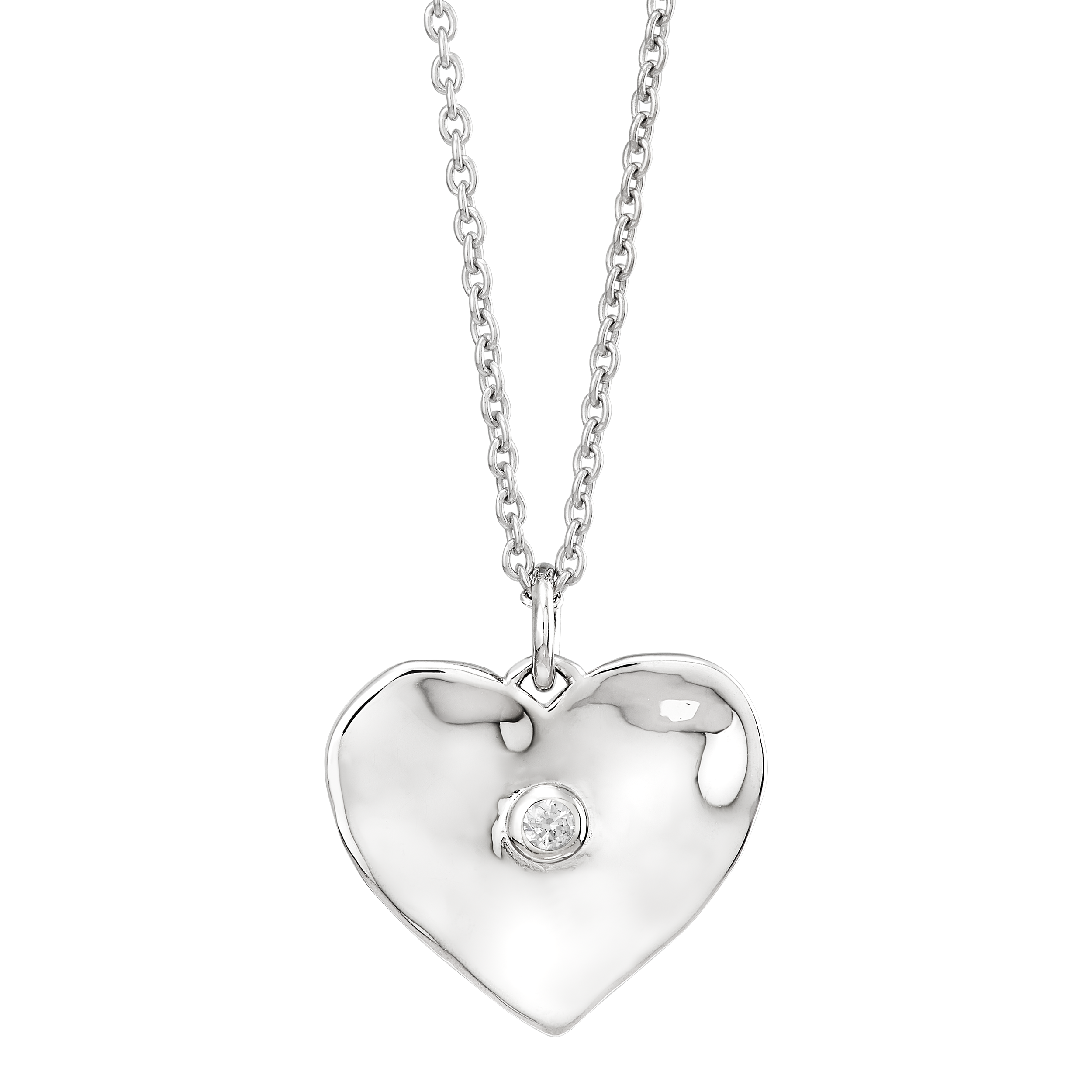 Silpada 'Little Love' Sterling Silver White Cubic Zirconia Heart Pendant Necklace, 16" + 2"