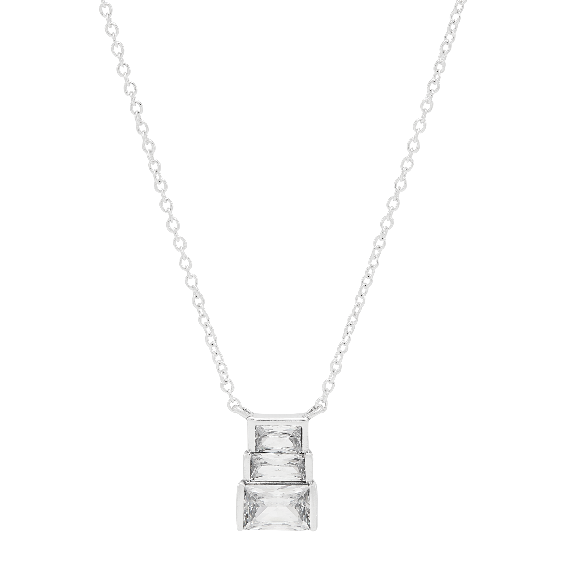Silpada 'In Tandem' Sterling Silver White Cubic Zirconia Pendant Necklace, 18"