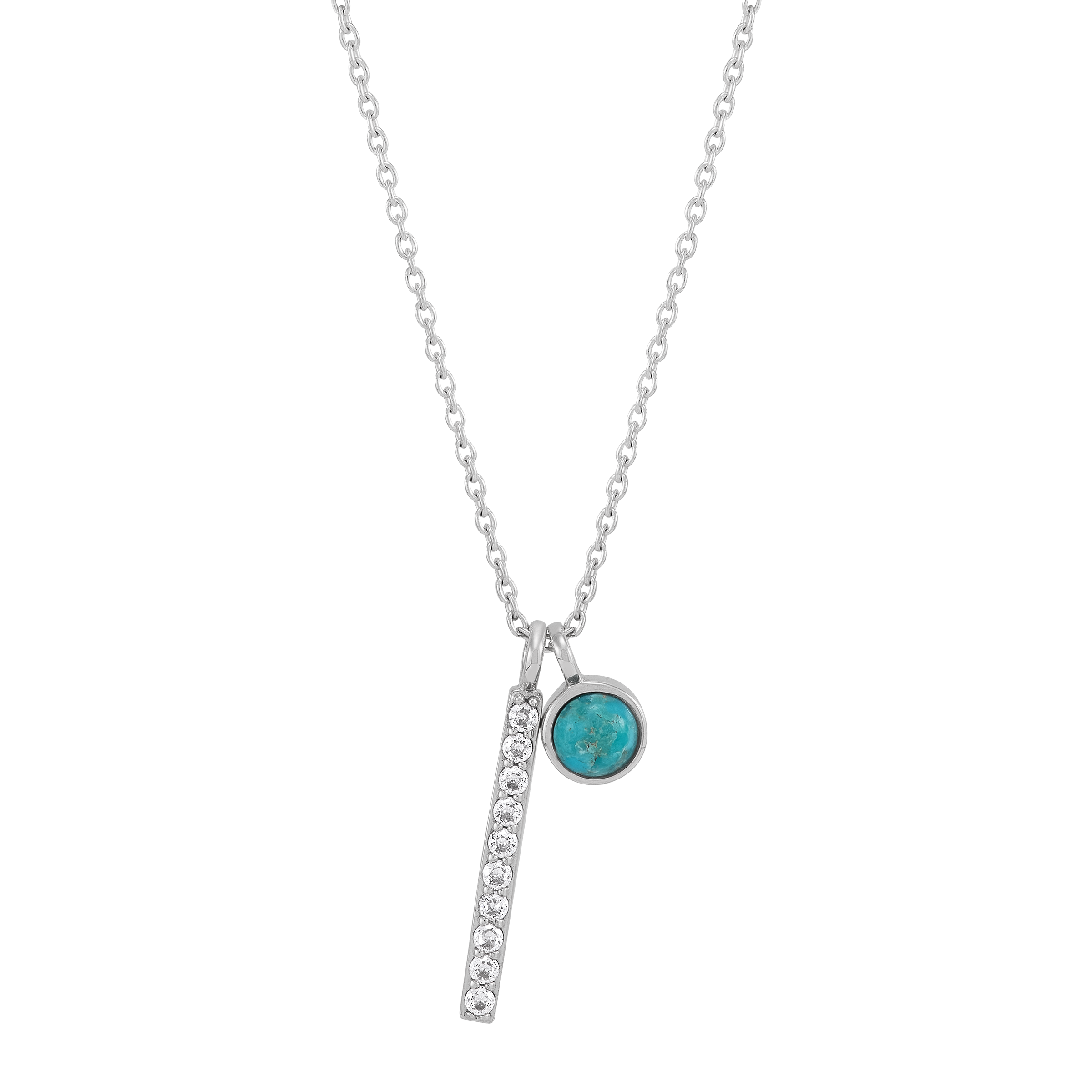 Silpada 'Side Note' Silver Cubic Zirconia and Compressed Turquoise Necklace