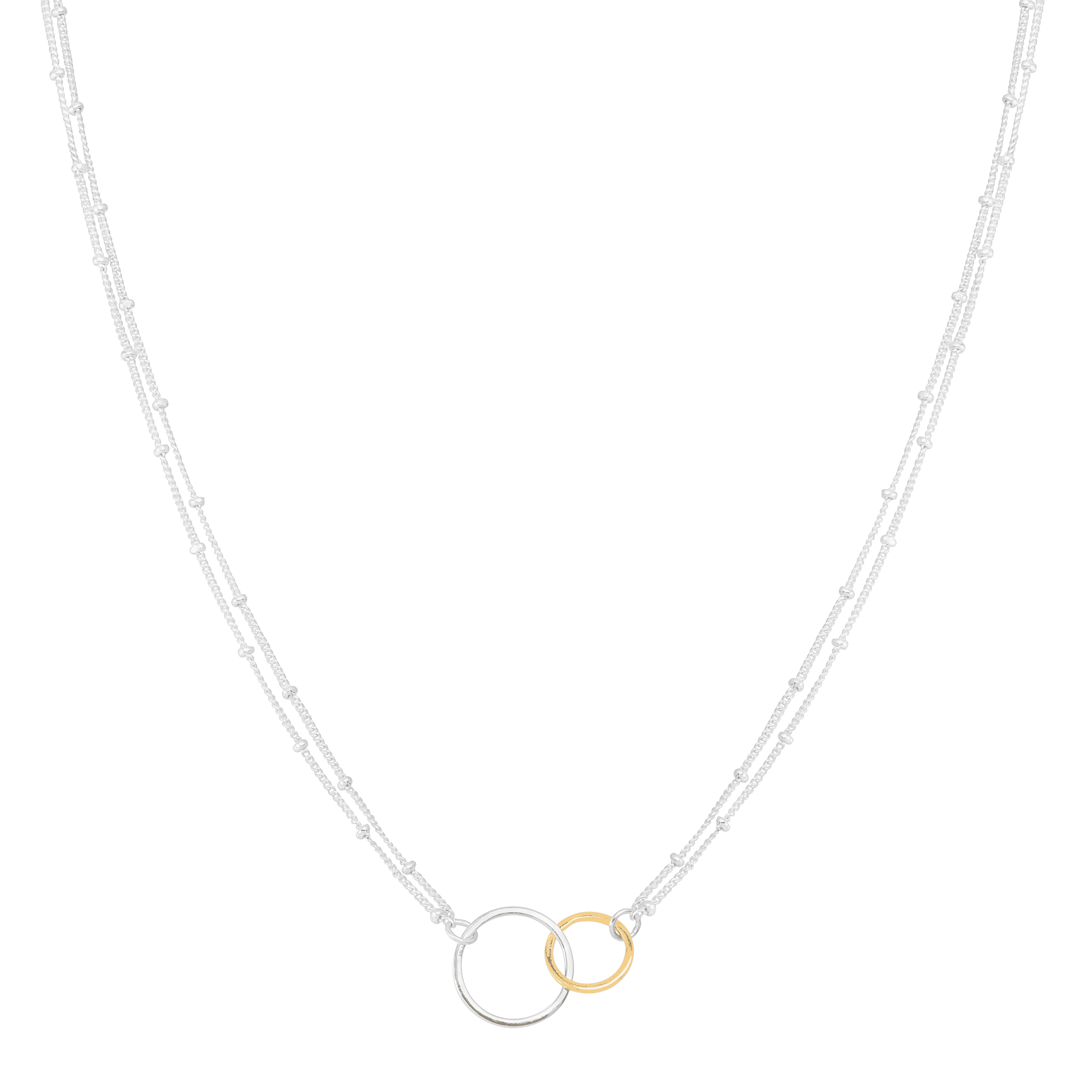 Silpada 'Pagosa' Circle Linking Necklace in Sterling Silver and 14K GP, 18" + 2"