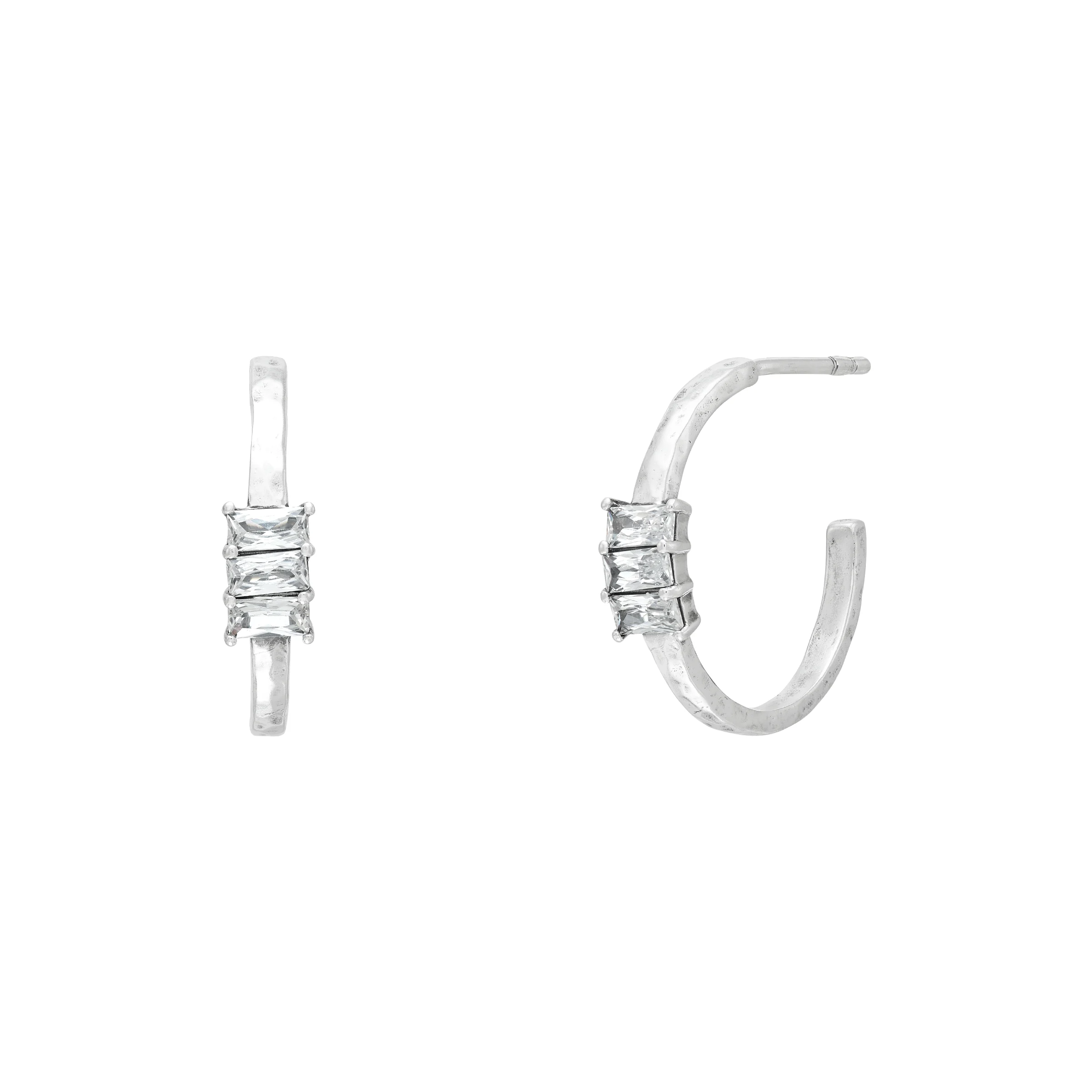 Silpada 'Off Duty' Sterling Silver White Cubic Zirconia Hoop Earrings