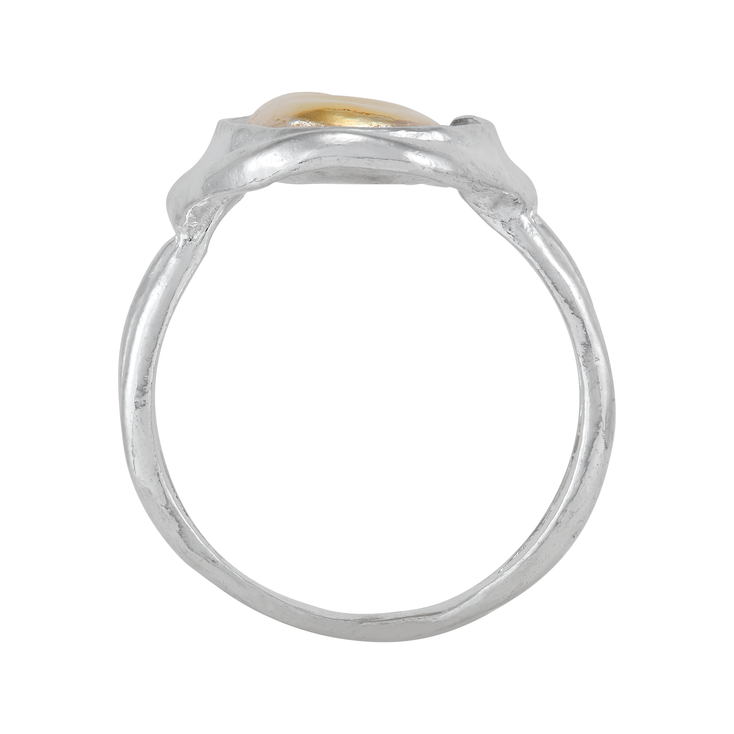 Silpada Rain Or Shine Mixed Metal Ring - Sterling Silver & Brass Textured Band